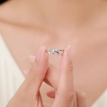 Sterling Silver Olive Leaf Ring, Dainty Leaf Ring, Olive Branch Nature Inspired Jewellery US 5 - 8