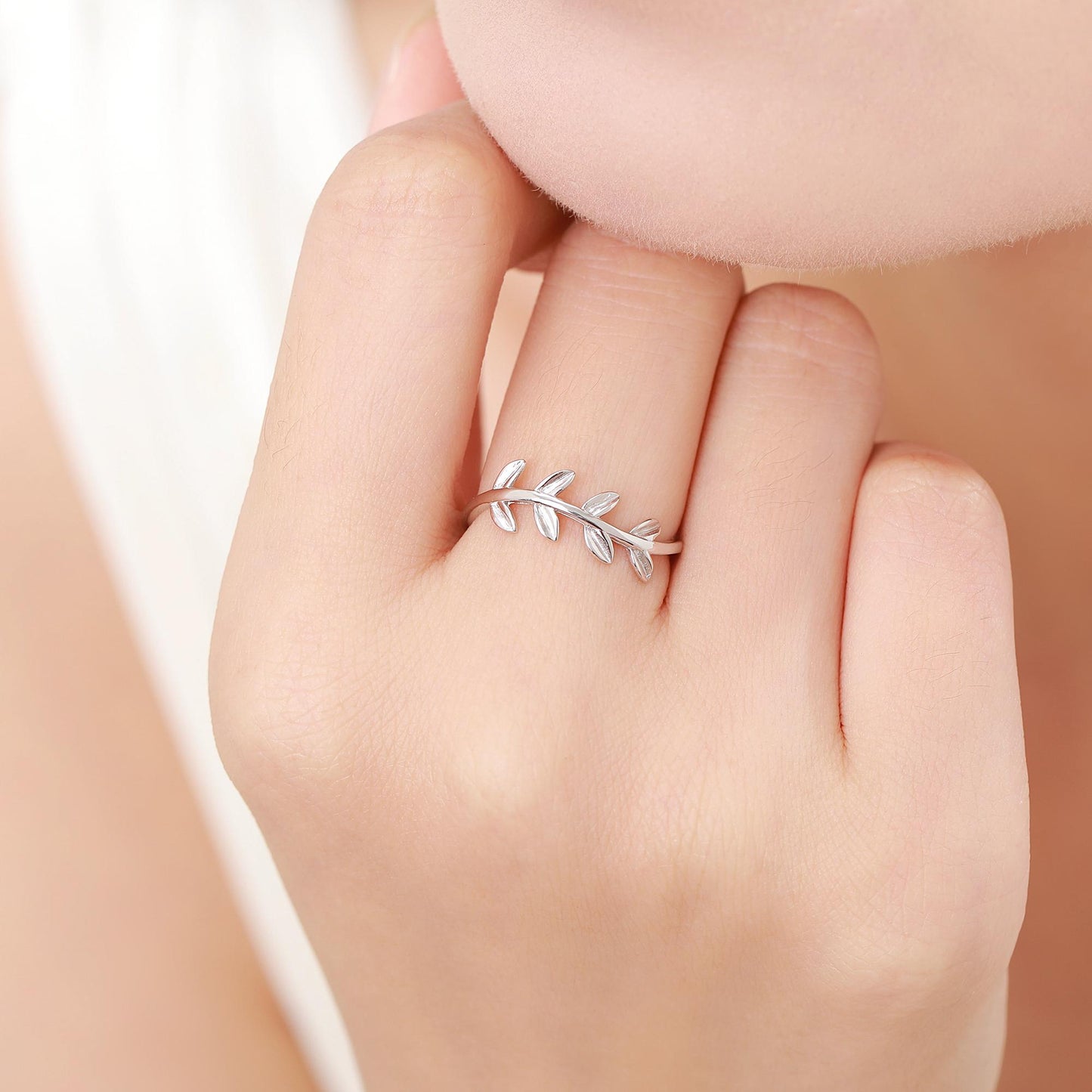 Sterling Silver Olive Leaf Ring, Dainty Leaf Ring, Olive Branch Nature Inspired Jewellery US 5 - 8