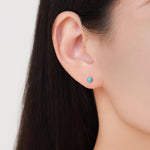 Sterling Silver Turquoise Stud Earrings, 3mm or 4mm, Colour Enhanced Blue Turquoise Gemstone Stud, Bezel, Minimalist December Birthstone