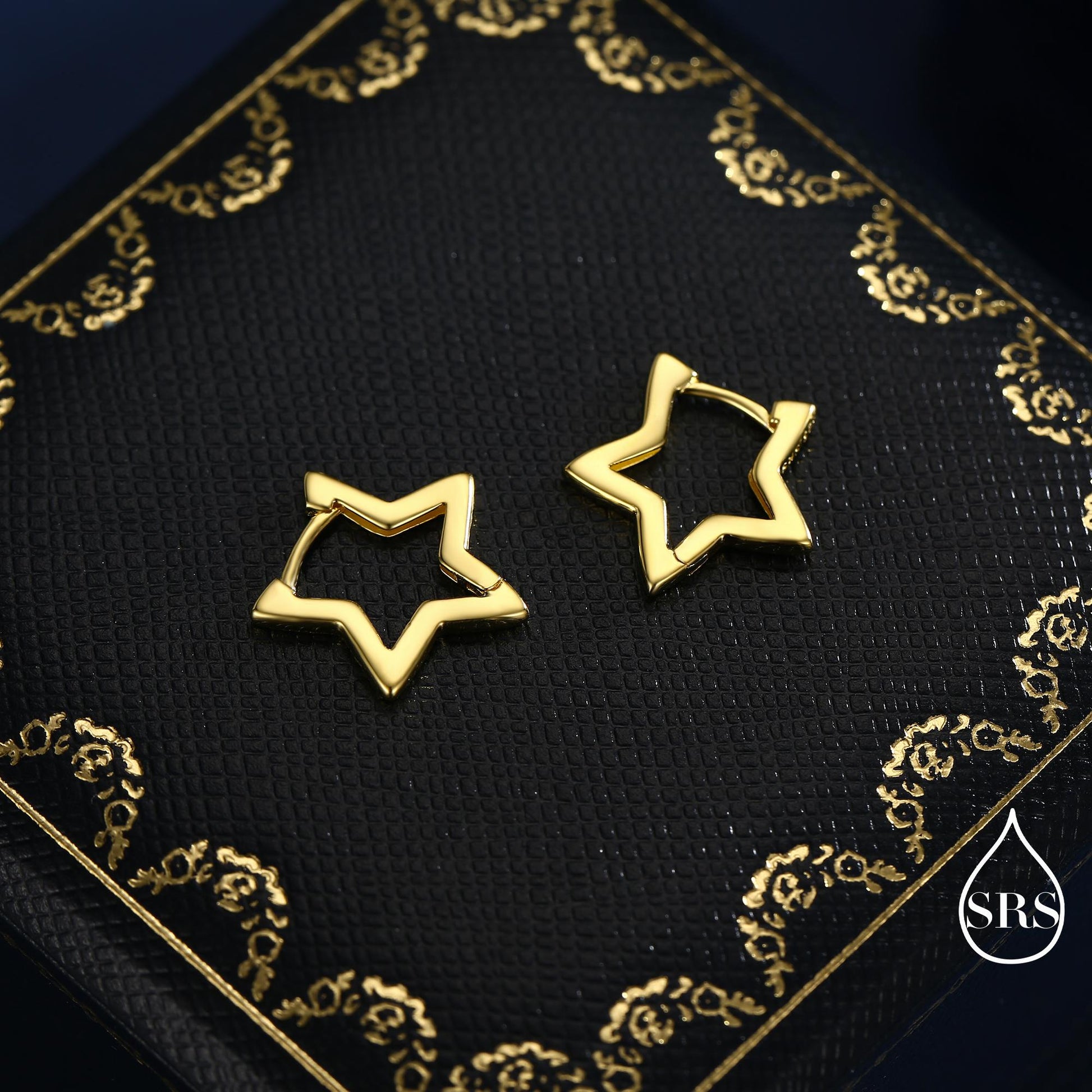 Star Huggie Hoop in Sterling Silver, Silver or Gold, Fun Star Hoop Earrings, Star Earrings