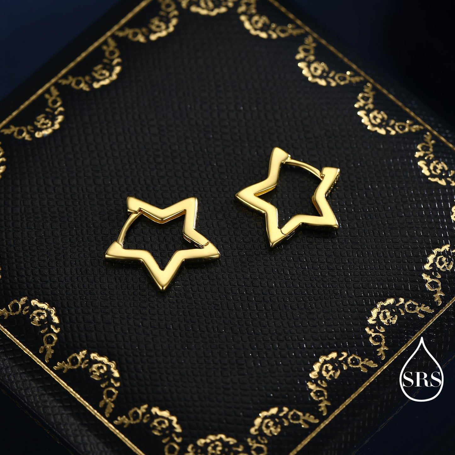 Star Huggie Hoop in Sterling Silver, Silver or Gold, Fun Star Hoop Earrings, Star Earrings