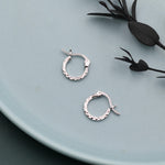 Sterling Silver Diamond Cut Huggie Hoops, Textured Faceted Hoops, Silver or Gold, 8mm or 10mm, Dainty Huggie Hoops Earrings