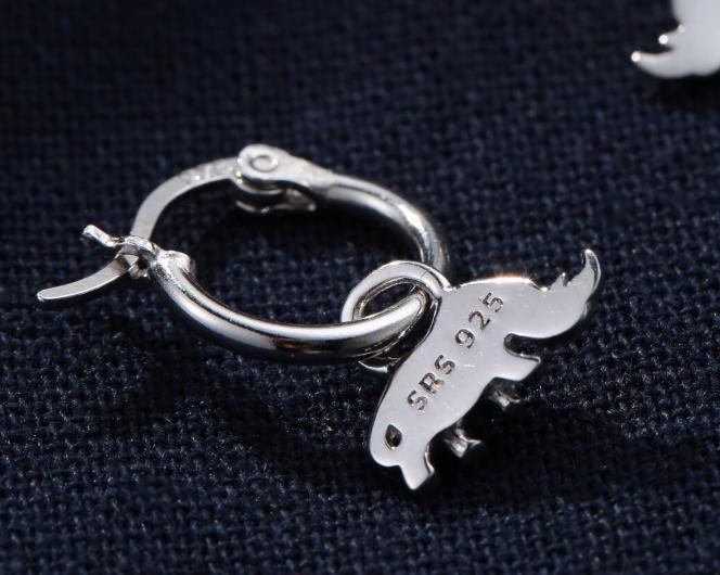 Rhino Charms for Huggie Hoops in Sterling Silver, Sold as a Pair, Animal Charms for Hoops, Silver, Gold or Rose Gold