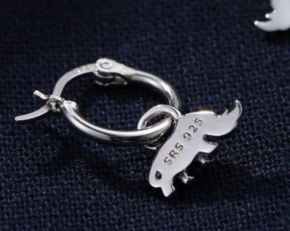 Rhino Charms for Huggie Hoops in Sterling Silver, Sold as a Pair, Animal Charms for Hoops, Silver, Gold or Rose Gold