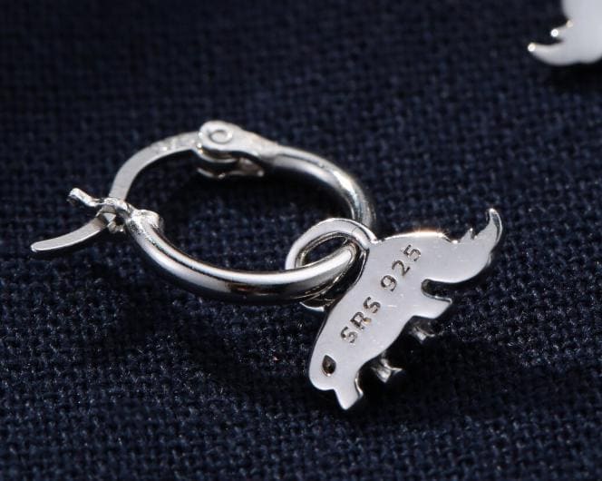 Rhino Charms for Huggie Hoops in Sterling Silver, Sold as a Pair, Animal Charms for Hoops, Silver, Gold or Rose Gold