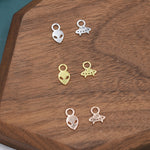 Mismatched Pair of Extraterrestrial Charms for Huggie Hoops in Sterling Silver, Alien and Spaceship Charms, Silver, Gold or Rose Gold Finish
