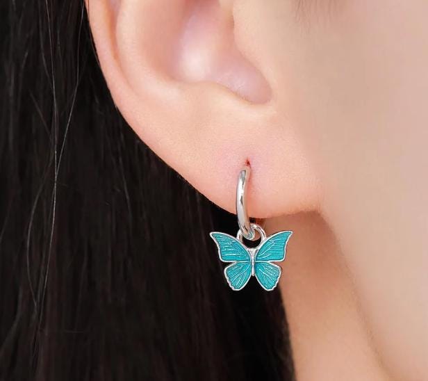 Butterfly and Moth Charms for Huggie Hoops in Sterling Silver, Sold as a Pair, Insect Charms for Hoops