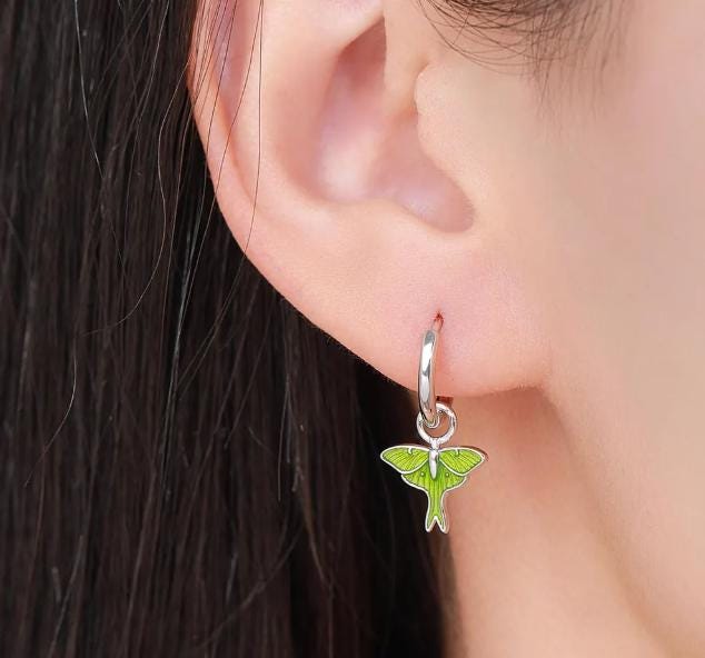 Butterfly and Moth Charms for Huggie Hoops in Sterling Silver, Sold as a Pair, Insect Charms for Hoops