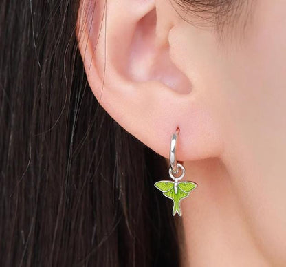 Butterfly and Moth Charms for Huggie Hoops in Sterling Silver, Sold as a Pair, Insect Charms for Hoops