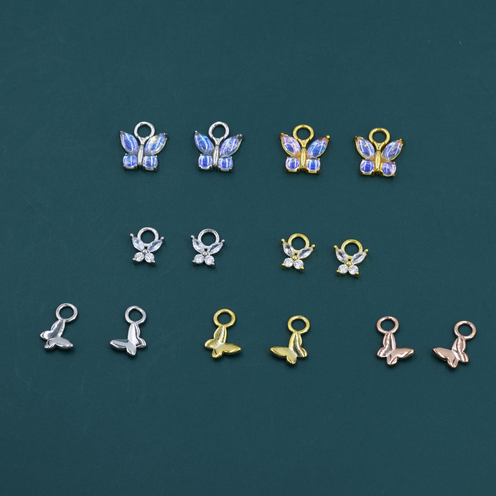 Butterfly Charms for Huggie Hoops in Sterling Silver, Sold as a Pair, Insect Charms for Hoops