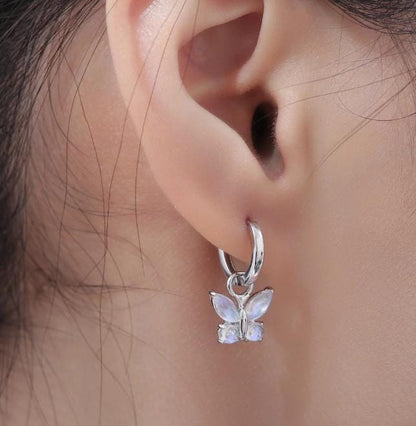 Butterfly Charms for Huggie Hoops in Sterling Silver, Sold as a Pair, Insect Charms for Hoops