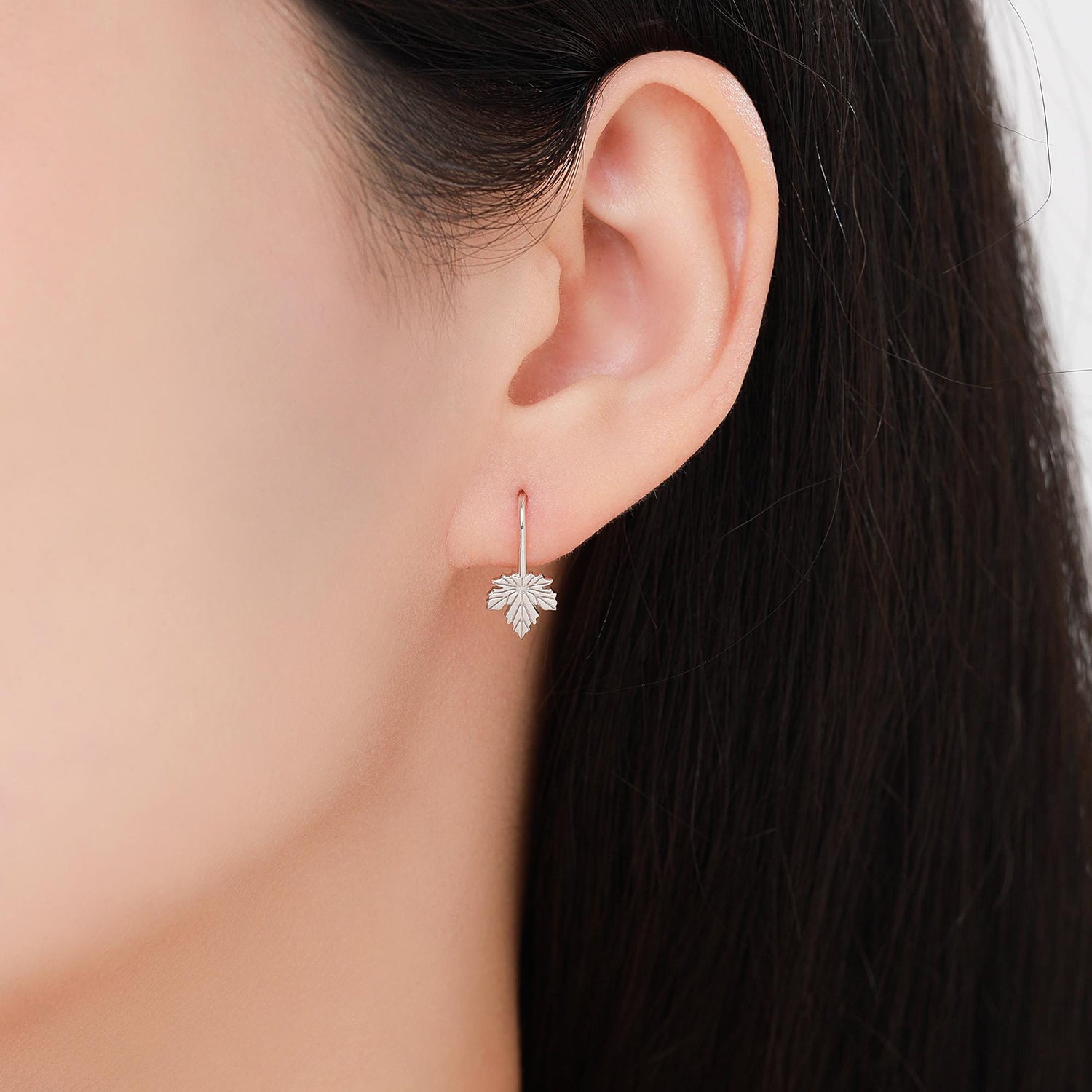 Dainty Maple Leaf Drop Hook Earrings in Sterling Silver, Silver, Gold or Rose Gold, Pretty Maple Earrings, Autumn Earrings