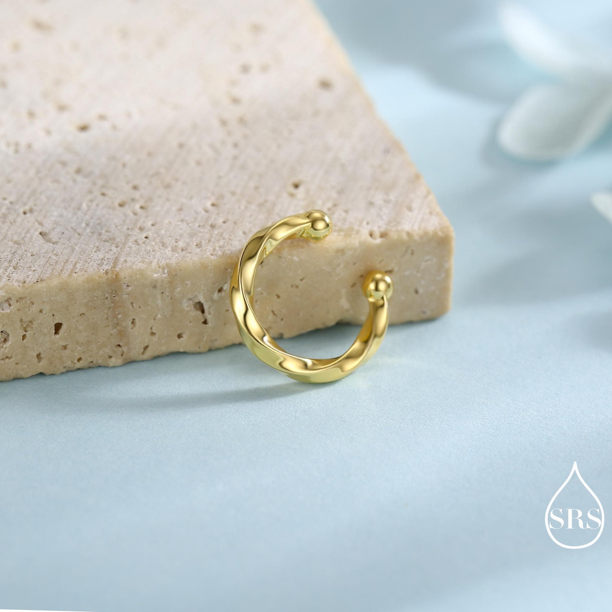 Minimalist Twist Sterling Silver Ear Cuff, Wave Ear Cuff, Simple and Minimalist Earrings