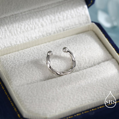 Minimalist Twist Sterling Silver Ear Cuff, Wave Ear Cuff, Simple and Minimalist Earrings