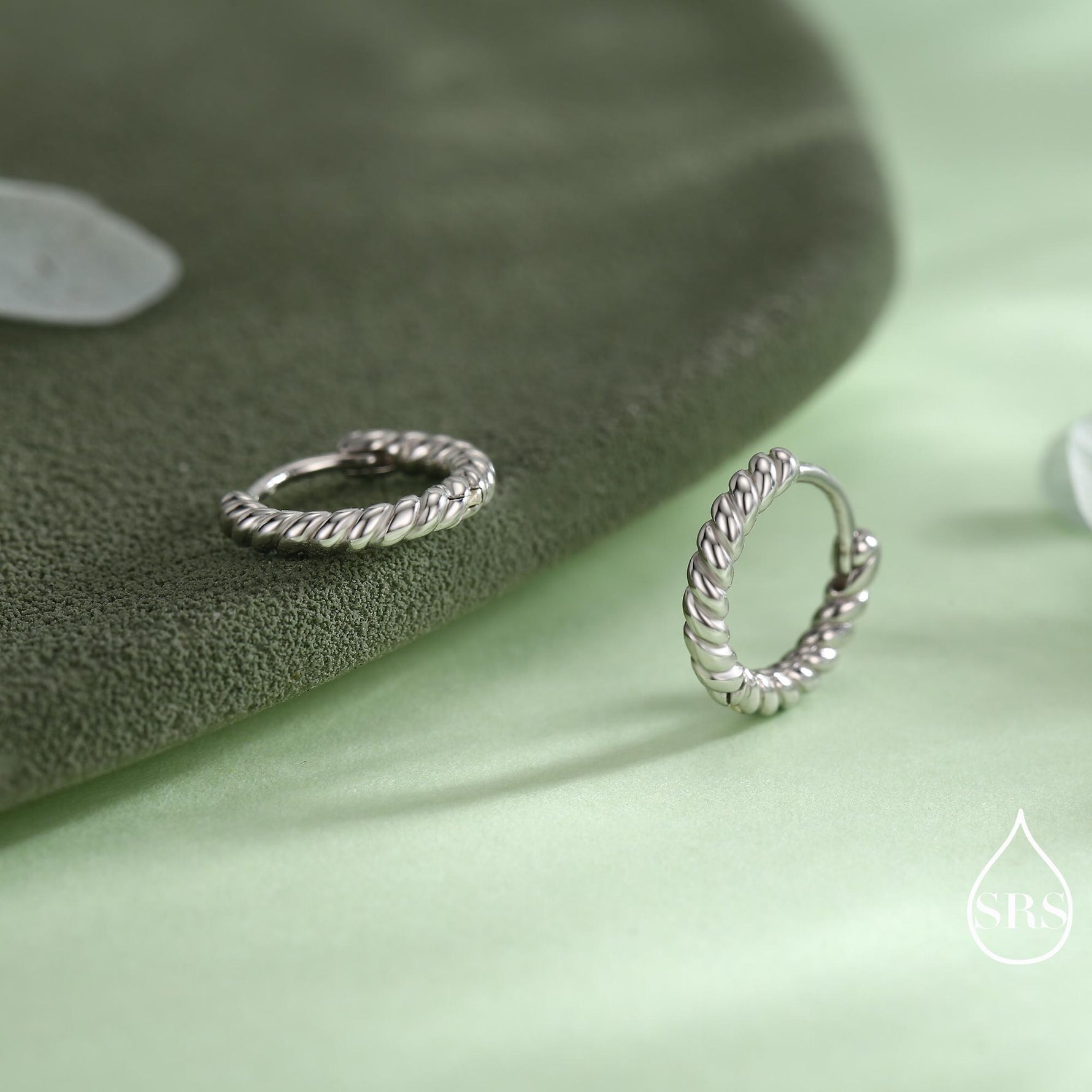 Sterling Silver Minimalist 8mm or 10mm Braided Huggie Hoops, Minimal Silver Twist Hoops, Intertwining Hoop Earrings, Dainty Hoops Earrings