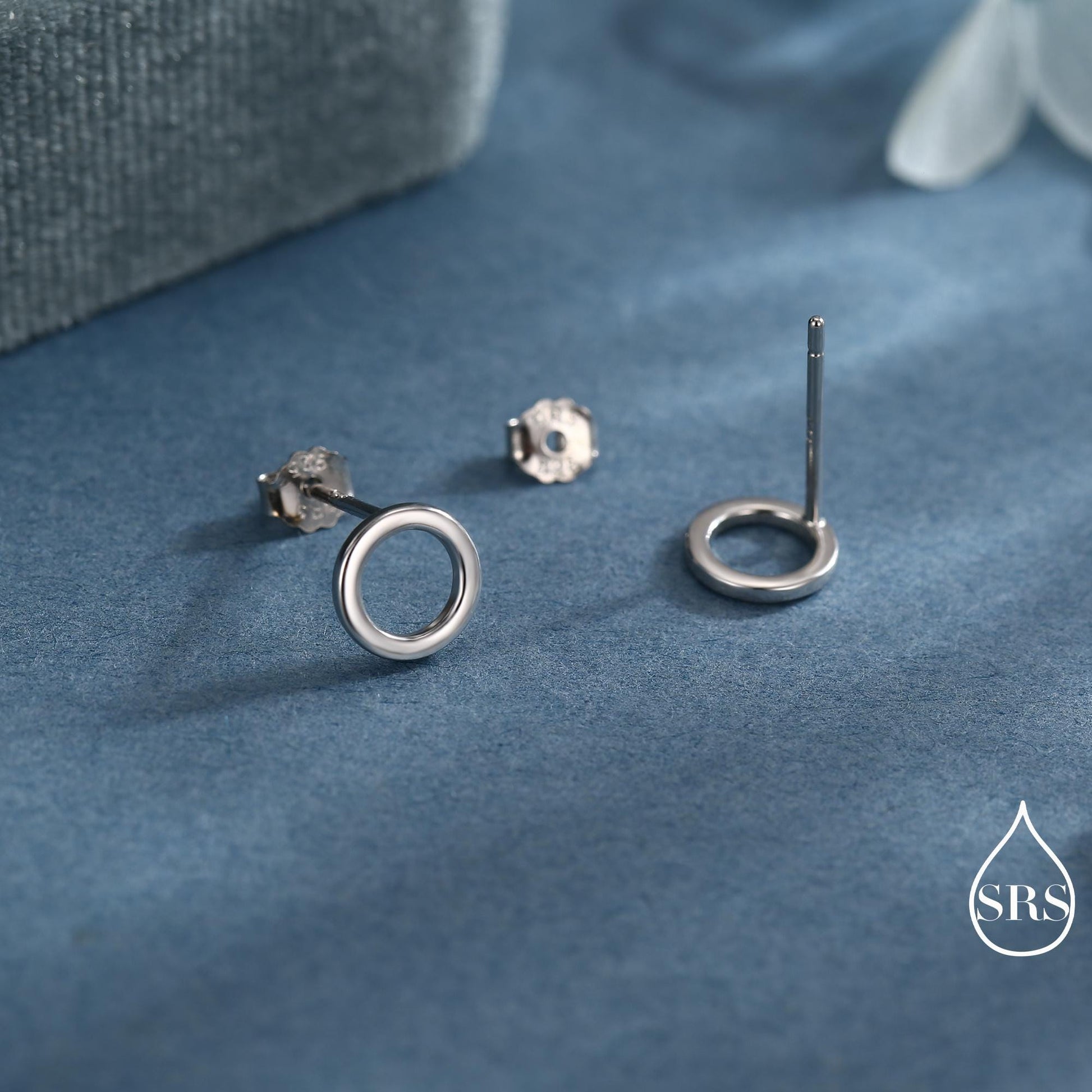 Sterling Silver Open Circle Stud Earrings, Silver and Gold, Delicate and Dainty Geometric Jewellery, Minimalist Design