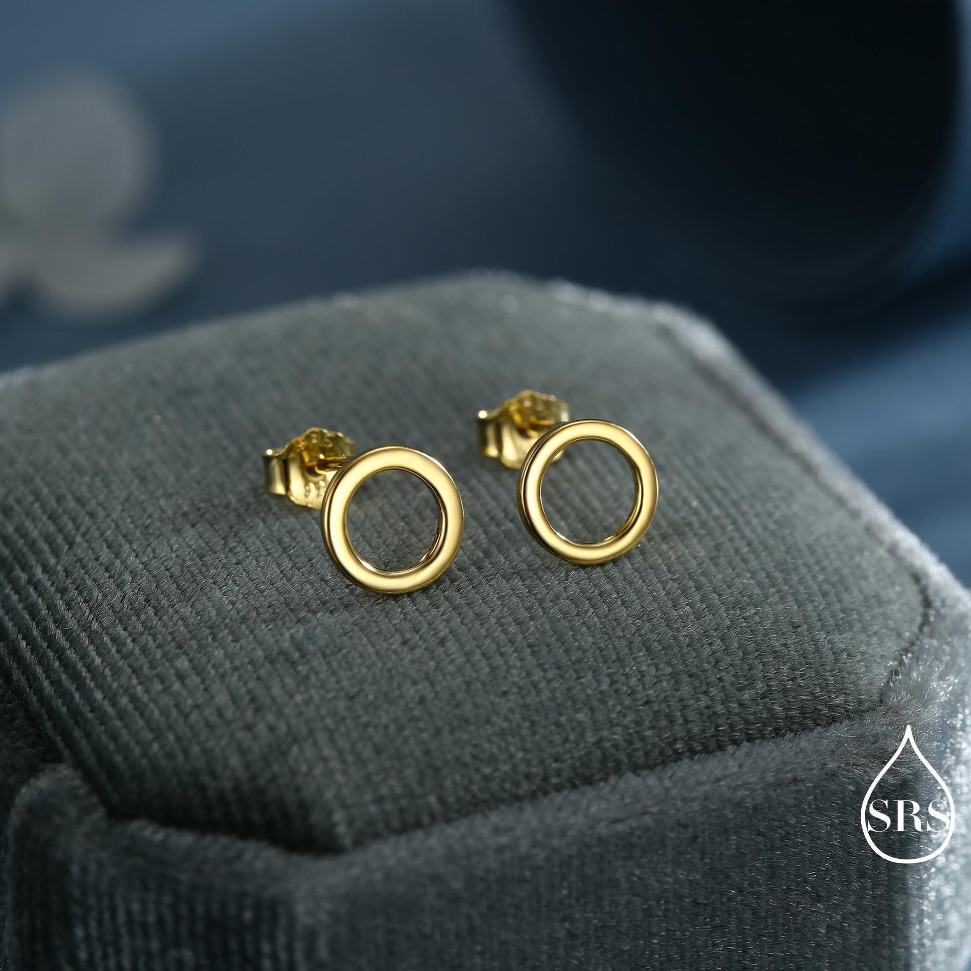 Sterling Silver Open Circle Stud Earrings, Silver and Gold, Delicate and Dainty Geometric Jewellery, Minimalist Design