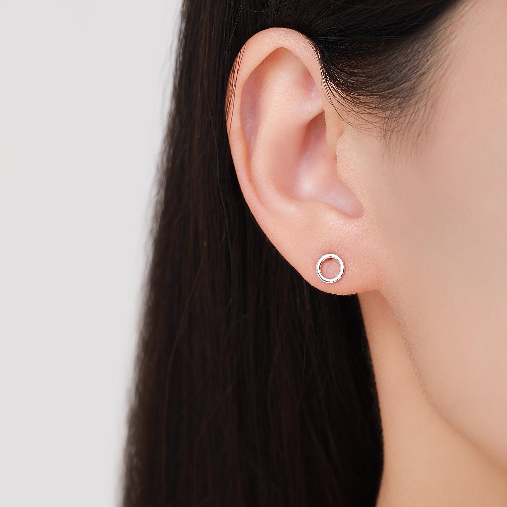 Sterling Silver Open Circle Stud Earrings, Silver and Gold, Delicate and Dainty Geometric Jewellery, Minimalist Design