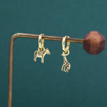Sterling Silver Mismatched Zebra and Giraffe Hoop Earrings – Safari Animal Jewellery for Nature Lovers, Detachable Hoops
