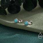 Sterling Silver Turquoise Stud Earrings, 3 or 4mm, Blue or Green Turquoise Gemstone, Bezel, Minimalist December Birthstone