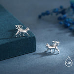 Cat Stud Earrings in Sterling Silver, Frosted Finish, Cute Dainty Minimal Jewellery, Cat Earrings