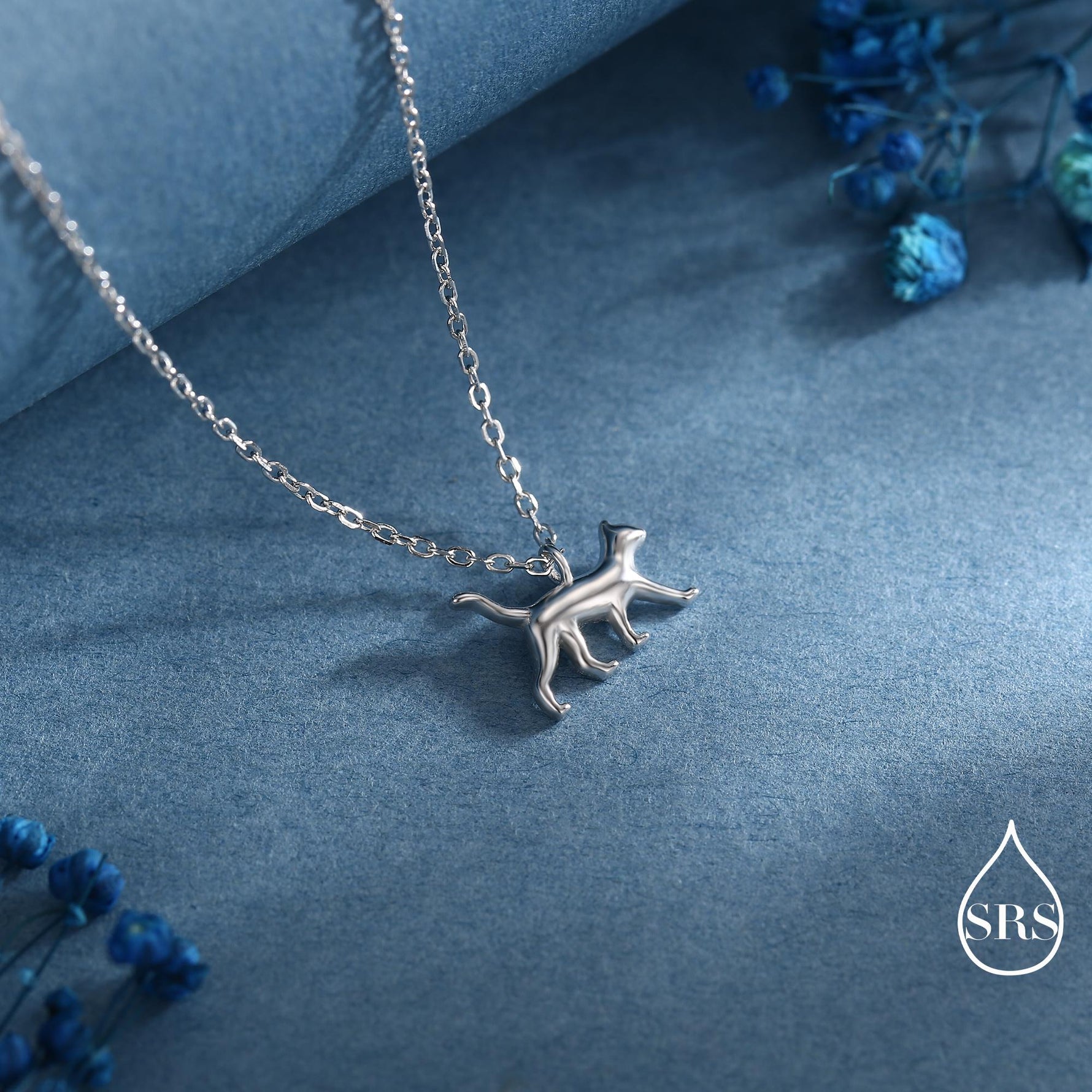 Cat Pendant Necklace in Sterling Silver, Cat Necklace, Nature Inspired Jewellery, Dainty and Delicate