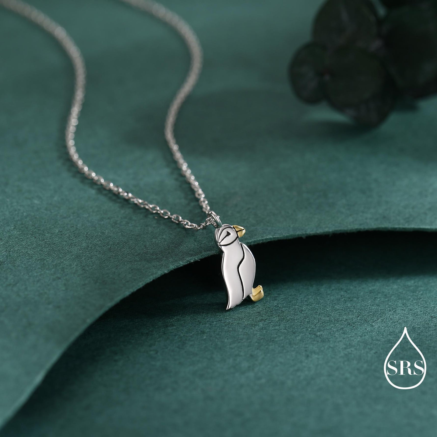Puffin Bird Pendant Necklace in Sterling Silver, Cute Bird Necklace, Silver Bird Necklace
