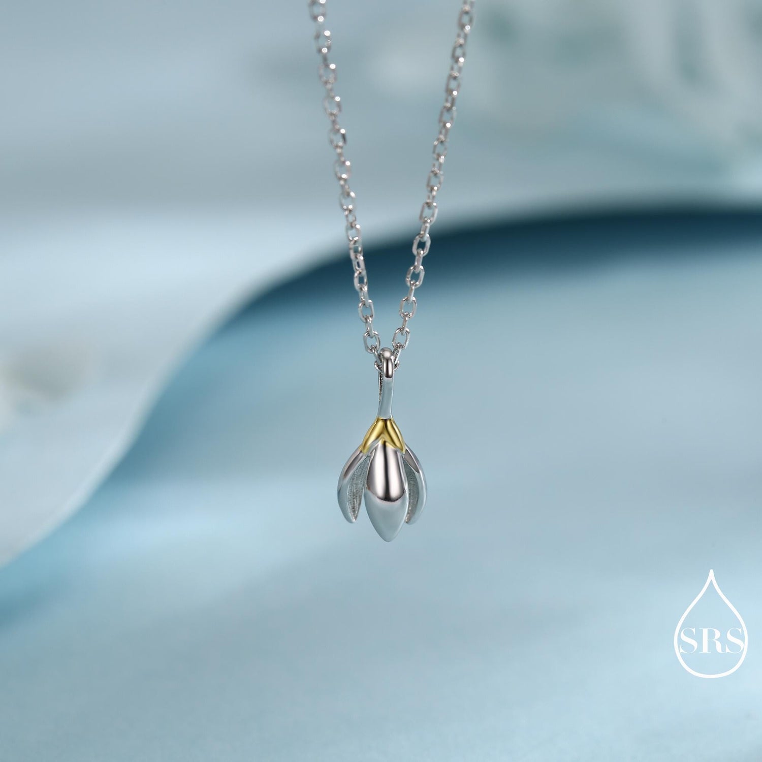 Snowdrop Flower Tiny Pendant Necklace in Sterling Silver, Nature Inspired Flower Necklace, January Birth Flower, Botanical