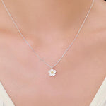 Cherry Blossom Flower Tiny Pendant Necklace in Sterling Silver, Nature Inspired Flower Necklace, January Birth Flower, Botanical