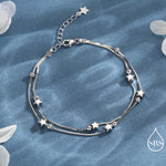 Sterling Silver Tiny Little Twinkle Stars Charm Bracelet, Anklet or Necklace - Adjustable - Sweet, Cute and Whimsical jewellery