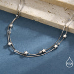 Sterling Silver Tiny Little Twinkle Stars Charm Bracelet, Anklet or Necklace - Adjustable - Sweet, Cute and Whimsical jewellery
