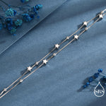 Sterling Silver Tiny Little Twinkle Stars Charm Bracelet, Anklet or Necklace - Adjustable - Sweet, Cute and Whimsical jewellery