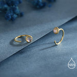 Moonstone Huggie Hoop Earrings in Sterling Silver, Silver or Gold, Tiny Moonstone Open Hoops, Pull Through Threaders, Half Hoops, C Shape