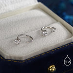 CZ Huggie Hoop Threader Earrings in Sterling Silver, 3mm Three Prong, Gold or Silver, Half Hoop Earrings, Pull Through Open Hoops
