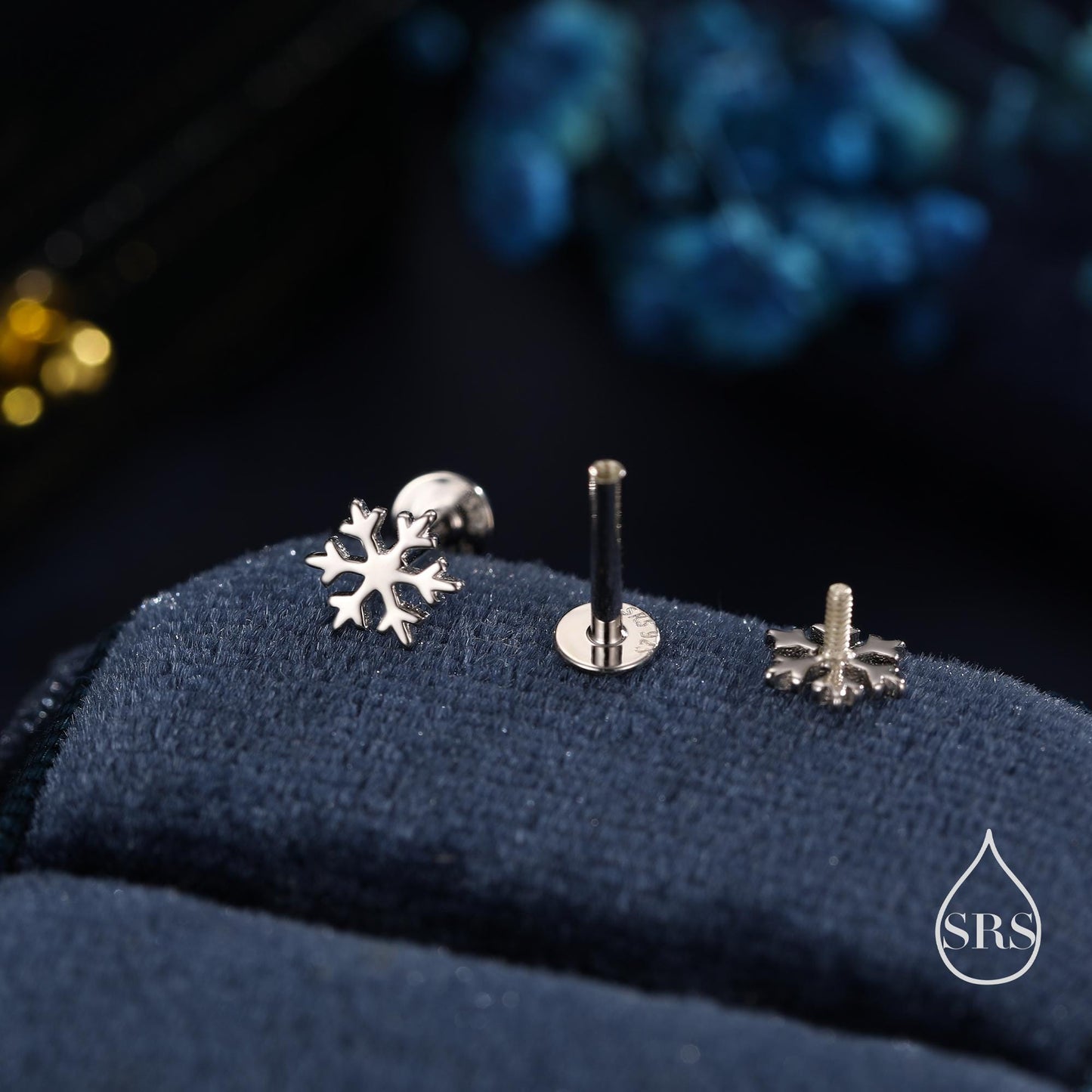Snowflake Screw Back Earrings in Sterling Silver, Snow Earrings, Available in Three Finishes - Silver, Gold and Rose Gold, Dainty Snowflake