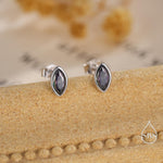 Mystic Topaz Marquise Stud Earrings in Sterling Silver, Gold or Silver, Minimalist Geometric Design
