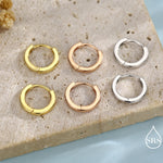 Minimalist Huggie Hoops in Sterling Silver, 6mm, 7mm, 8mm and 10mm Clicker Hoops, Rose Gold or Gold, Simple Sleeper Hoop Earrings