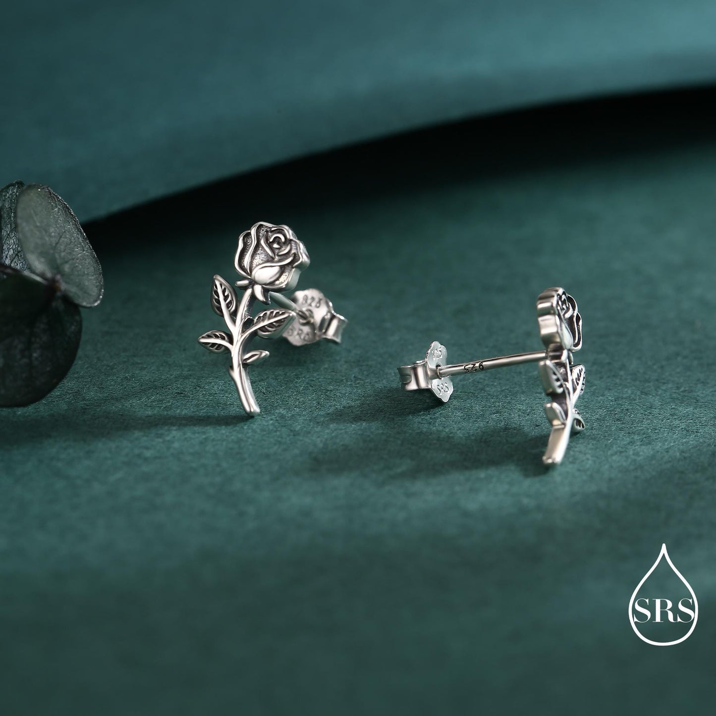 Oxidised Sterling Silver Rose Earrings, Silver, Gold or Rose Gold Finish, Rose Stud Earrings, Flower Blossom Earrings, Nature Inspired