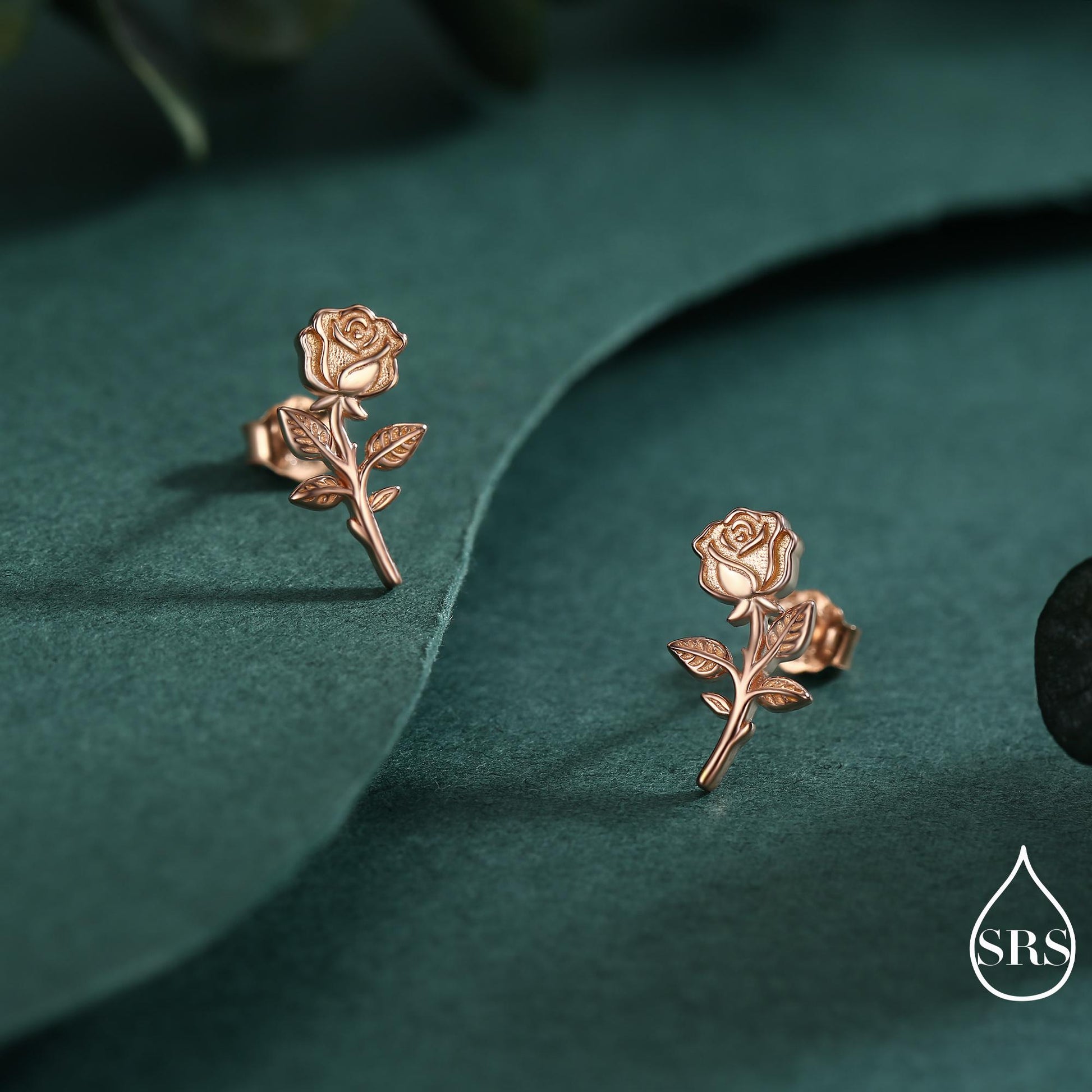 Oxidised Sterling Silver Rose Earrings, Silver, Gold or Rose Gold Finish, Rose Stud Earrings, Flower Blossom Earrings, Nature Inspired