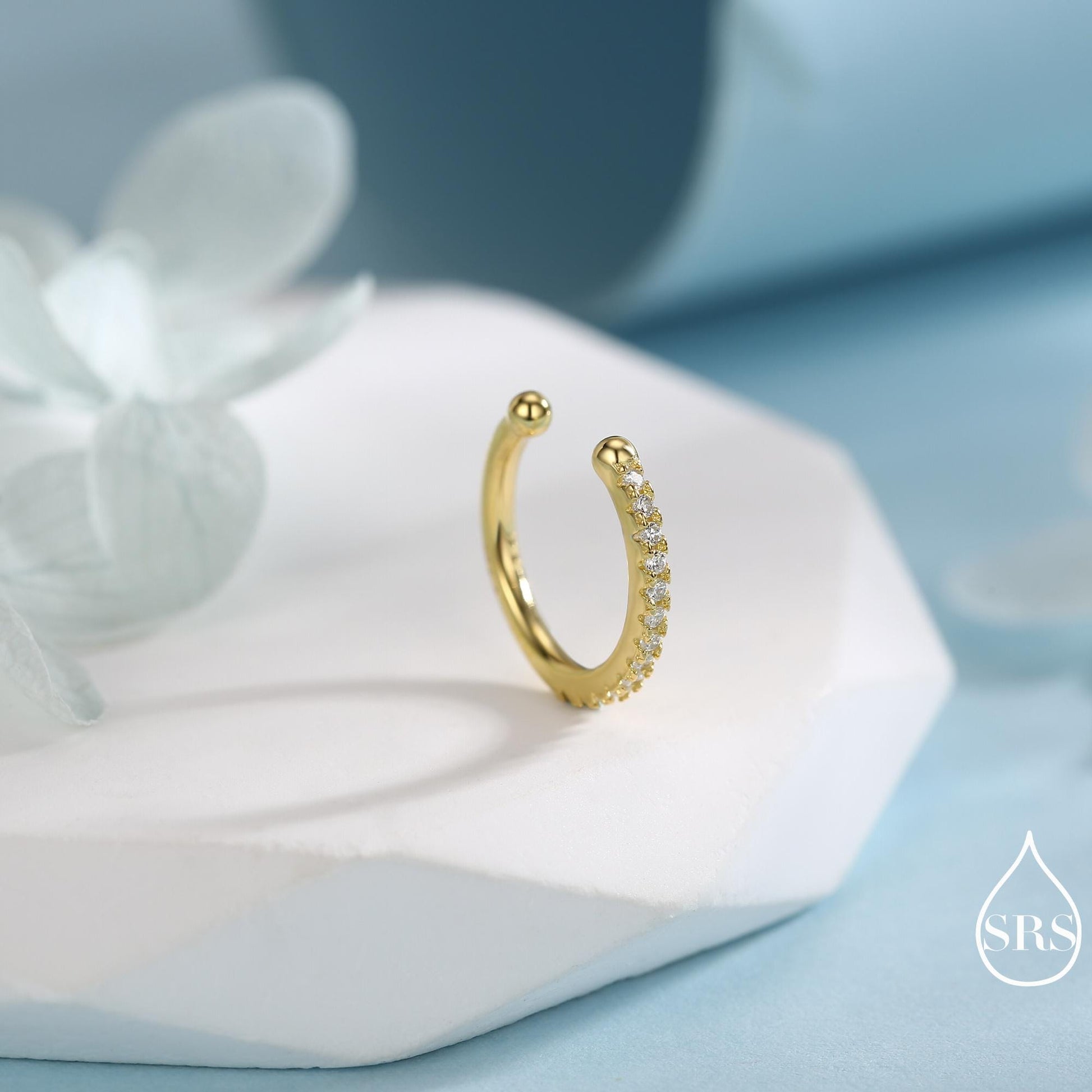 Sterling Silver CZ Ear Cuffs, No Piercing Earrings, Gold, Rose Gold or Silver Finish, For None-Pieced Earrings, Wrap Earrings