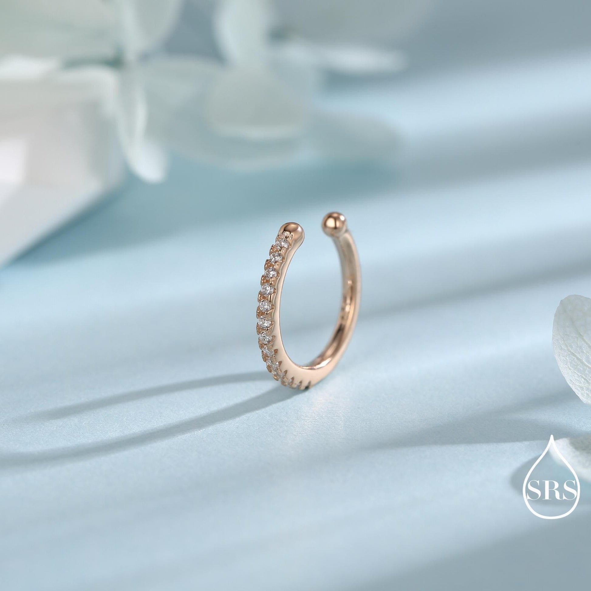 Sterling Silver CZ Ear Cuffs, No Piercing Earrings, Gold, Rose Gold or Silver Finish, For None-Pieced Earrings, Wrap Earrings