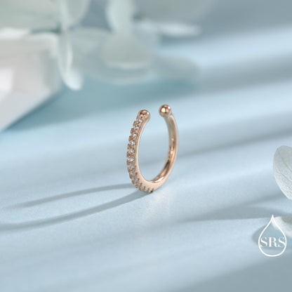 Sterling Silver CZ Ear Cuffs, No Piercing Earrings, Gold, Rose Gold or Silver Finish, For None-Pieced Earrings, Wrap Earrings