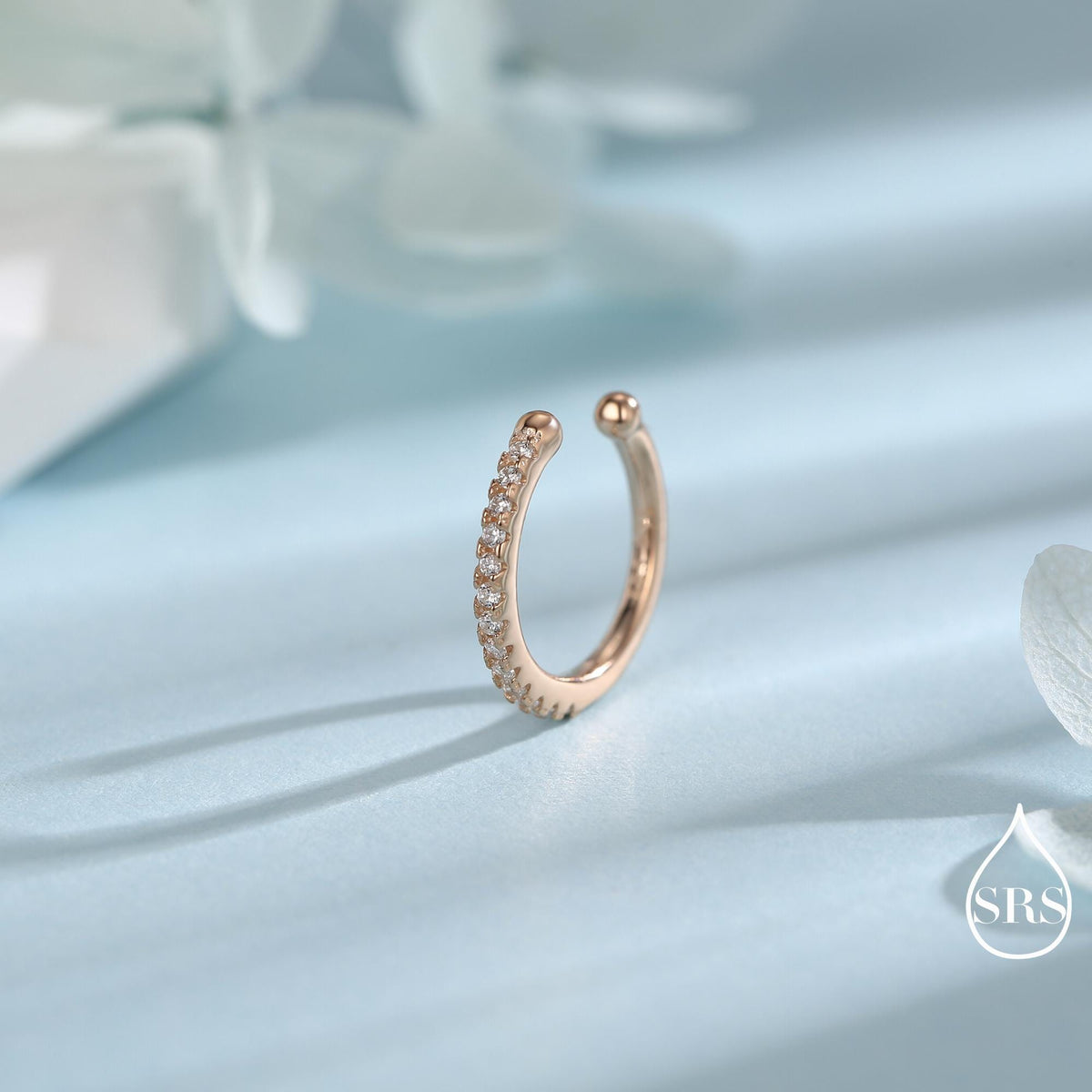 Sterling Silver CZ Ear Cuffs, No Piercing Earrings, Gold, Rose Gold or Silver Finish, For None-Pieced Earrings, Wrap Earrings