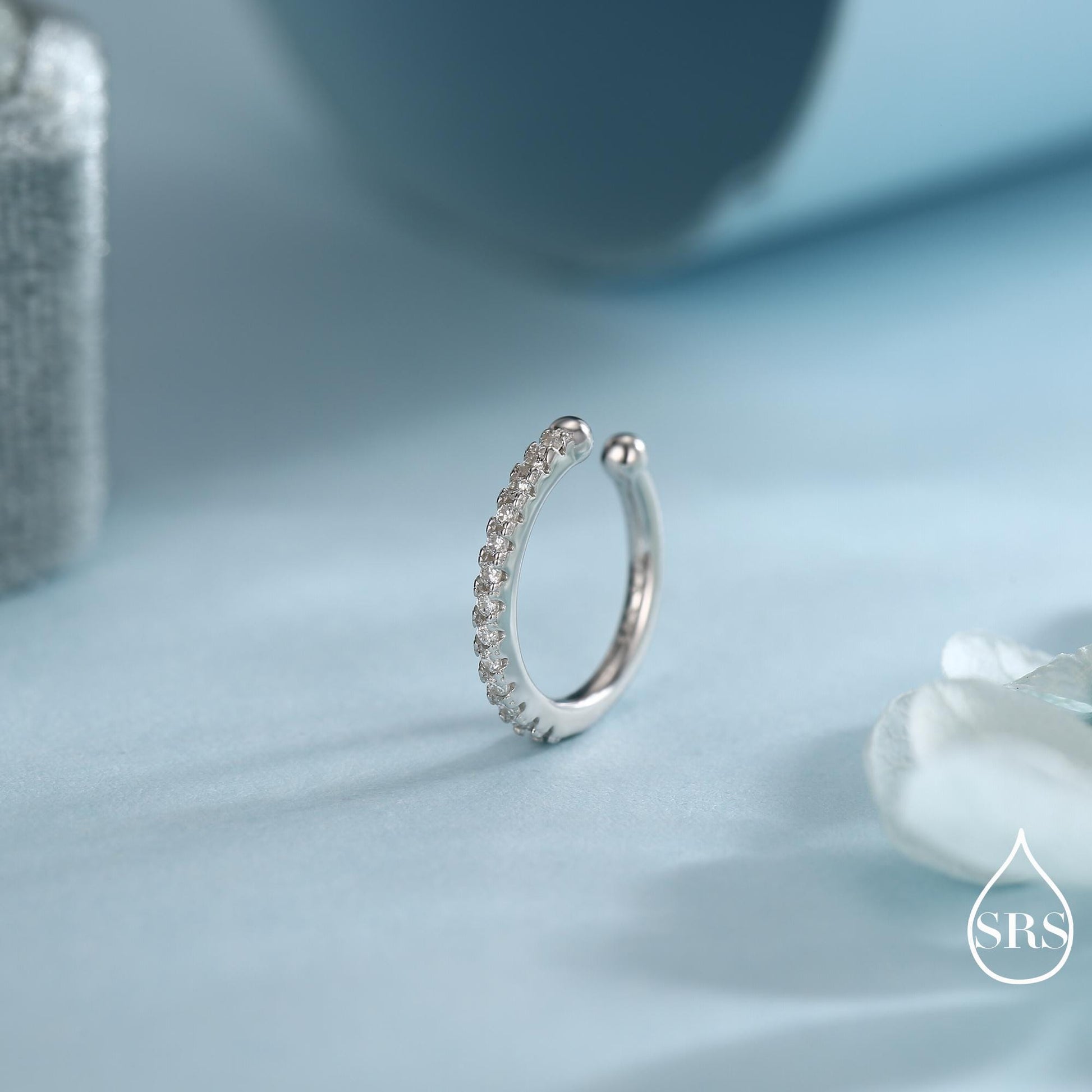 Sterling Silver CZ Ear Cuffs, No Piercing Earrings, Gold, Rose Gold or Silver Finish, For None-Pieced Earrings, Wrap Earrings