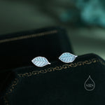 Enamel Beech Leaf Stud Earrings in Sterling Silver, Petite Beech Leaf Earrings, Small Leaf Stud, Nature Inspired