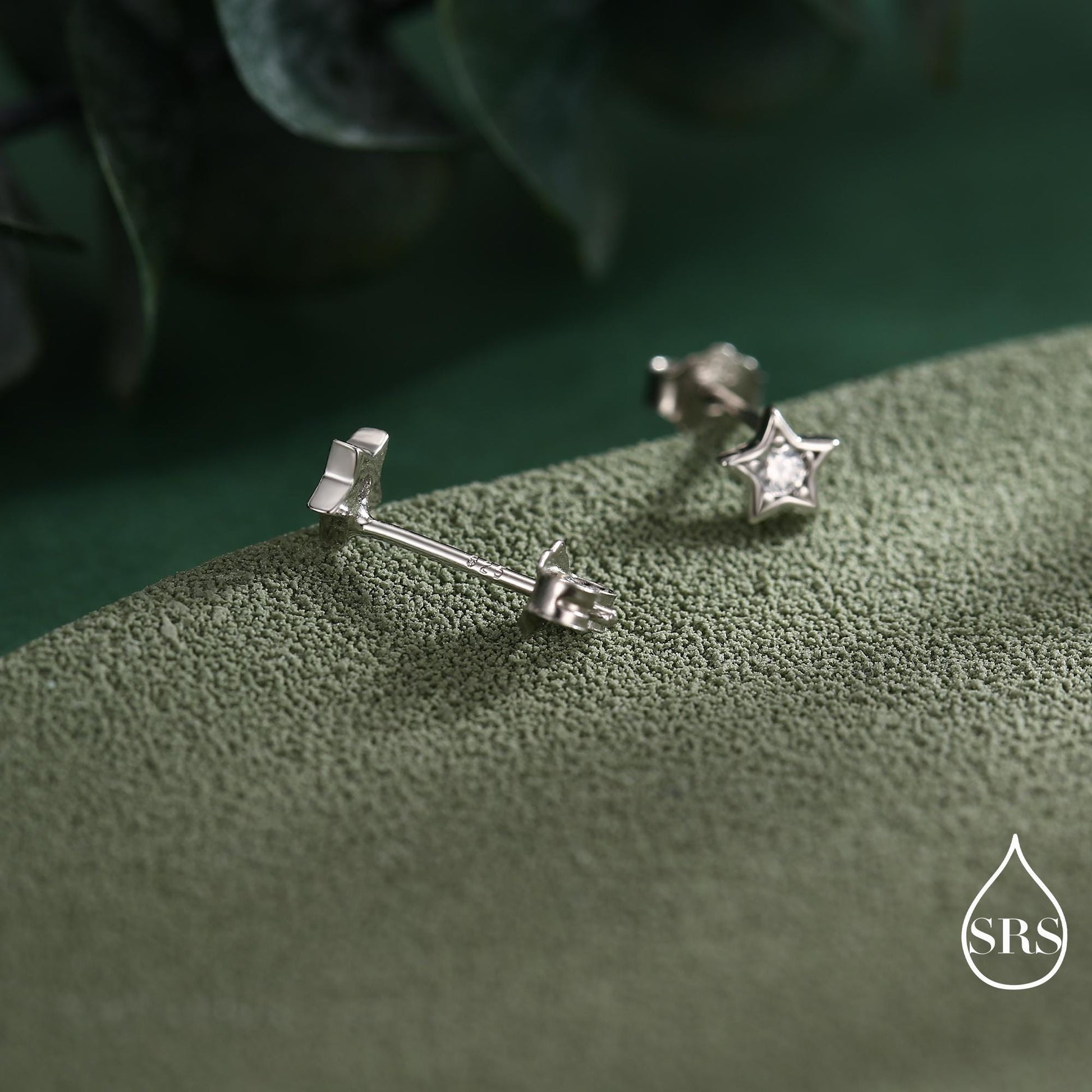 Tiny CZ Star Stud Earrings in Sterling Silver, Silver or Gold, Crystal Star Earrings, Stacking Earrings