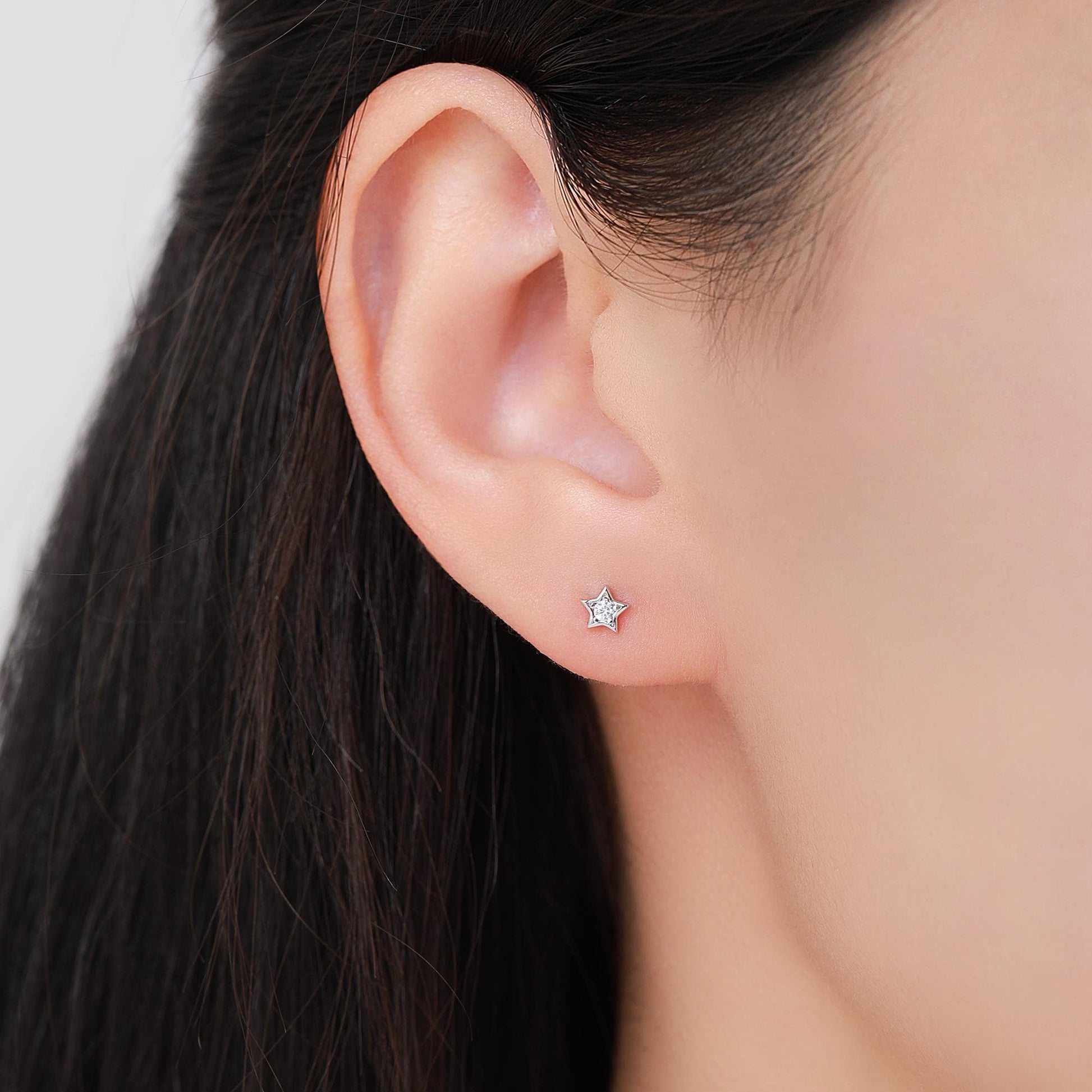 Tiny CZ Star Stud Earrings in Sterling Silver, Silver or Gold, Crystal Star Earrings, Stacking Earrings