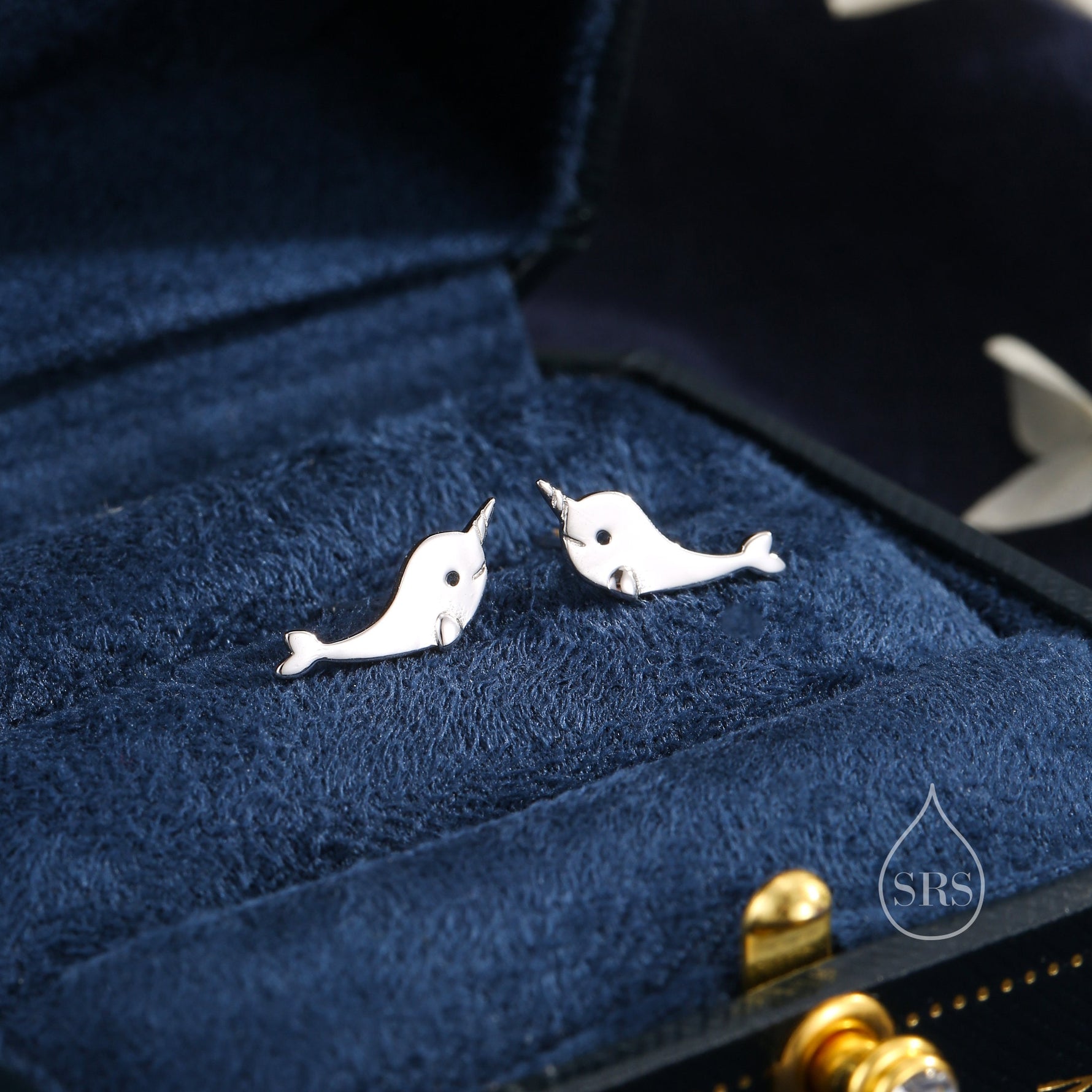 Narwhal Unicorn Whale Stud Earrings in Sterling Silver, Cute Fun Quirky, Gift for Her, Animal Lover, Nature Inspired, Nautical Ocean
