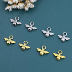 Bumble Bee Charms for Huggie Hoops in Sterling Silver, Sold as a Pair, Insect Charms for Hoops