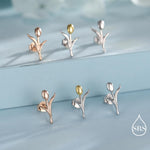 Dainty Tulip Flower Stud Earrings in Sterling Silver, Silver, Gold or Rose Gold Finish, Flower Earrings, Tulip Earrings, Spring Earrings